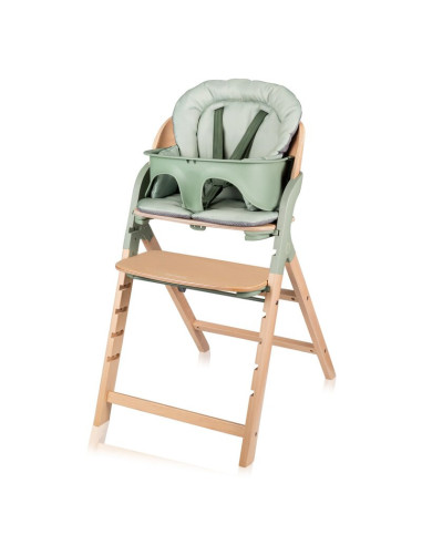 BN-LO-MEGAN_GREEN_WOOD,Scaun de masa multifunctional Megan, Lionelo, Din lemn de fag, 6 luni- adult, Reglabil pe inaltime, Husa 