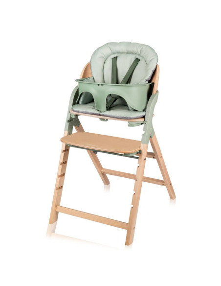 BN-LO-MEGAN_GREEN_WOOD,Scaun de masa multifunctional Megan, Lionelo, Din lemn de fag, 6 luni- adult, Reglabil pe inaltime, Husa 