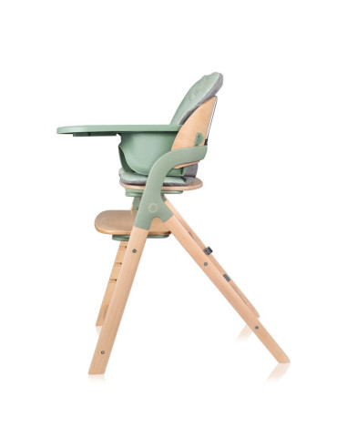 BN-LO-MEGAN_GREEN_WOOD,Scaun de masa multifunctional Megan, Lionelo, Din lemn de fag, 6 luni- adult, Reglabil pe inaltime, Husa 