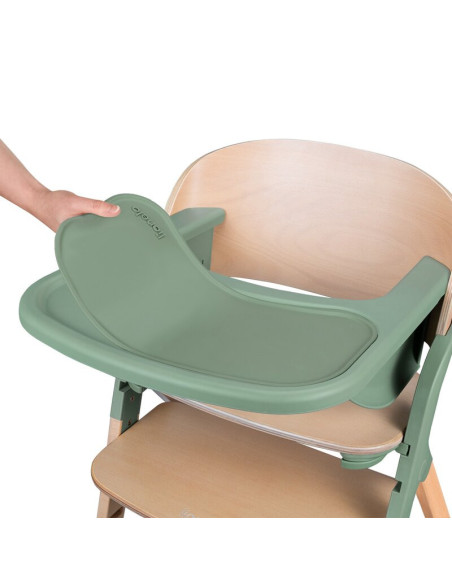 BN-LO-MEGAN_GREEN_WOOD,Scaun de masa multifunctional Megan, Lionelo, Din lemn de fag, 6 luni- adult, Reglabil pe inaltime, Husa 