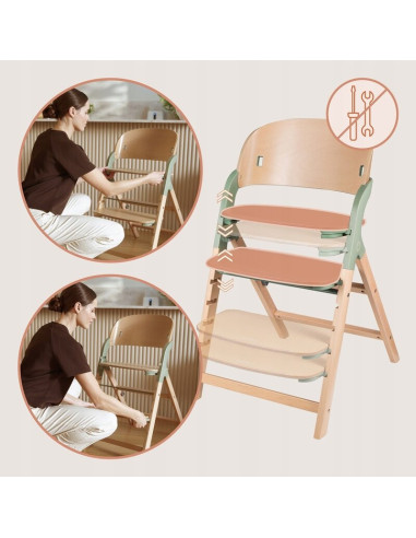 BN-LO-MEGAN_GREEN_WOOD,Scaun de masa multifunctional Megan, Lionelo, Din lemn de fag, 6 luni- adult, Reglabil pe inaltime, Husa 