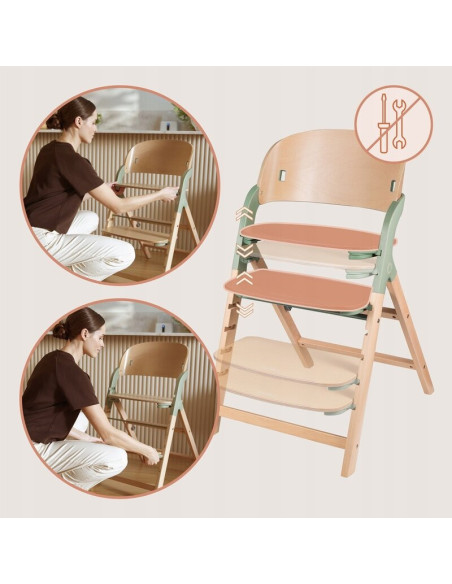 BN-LO-MEGAN_GREEN_WOOD,Scaun de masa multifunctional Megan, Lionelo, Din lemn de fag, 6 luni- adult, Reglabil pe inaltime, Husa 
