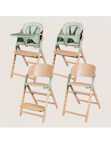BN-LO-MEGAN_GREEN_WOOD,Scaun de masa multifunctional Megan, Lionelo, Din lemn de fag, 6 luni- adult, Reglabil pe inaltime, Husa 