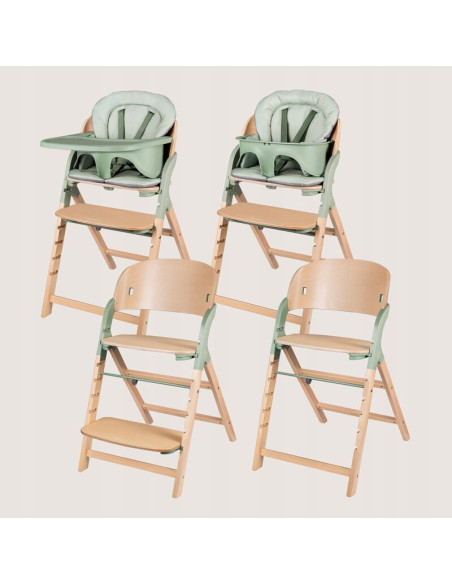 BN-LO-MEGAN_GREEN_WOOD,Scaun de masa multifunctional Megan, Lionelo, Din lemn de fag, 6 luni- adult, Reglabil pe inaltime, Husa 