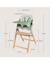 BN-LO-MEGAN_GREEN_WOOD,Scaun de masa multifunctional Megan, Lionelo, Din lemn de fag, 6 luni- adult, Reglabil pe inaltime, Husa 