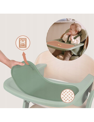 BN-LO-MEGAN_GREEN_WOOD,Scaun de masa multifunctional Megan, Lionelo, Din lemn de fag, 6 luni- adult, Reglabil pe inaltime, Husa 