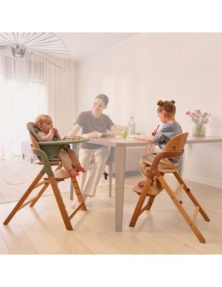 BN-LO-MEGAN_GREEN_WOOD,Scaun de masa multifunctional Megan, Lionelo, Din lemn de fag, 6 luni- adult, Reglabil pe inaltime, Husa 