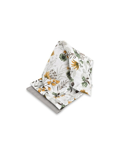 BN-6426972030649,Set 3 museline, Qmini, Multifunctionale, Din bumbac certificat Oeko Tex Standard 100, 30x30 cm, Botanica si Gre