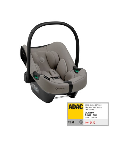 BN-LO-ASTRID_I-SIZE_BEIGE_TAUPE,Scoica auto, Lionelo, i-Size Astrid, 0-13 Kg, 40-87 cm, Cu maner si capotina reglabile, Cu prote