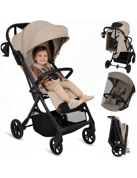 BN-LO-TANSI_BEIGE_SAND,Carucior sport, Lionelo, Tansi, Pliere automata, Ultracompact, Manevrare cu o mana, Roti cu tehnologie Gr