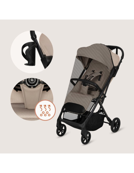 BN-LO-TANSI_BEIGE_SAND,Carucior sport, Lionelo, Tansi, Pliere automata, Ultracompact, Manevrare cu o mana, Roti cu tehnologie Gr