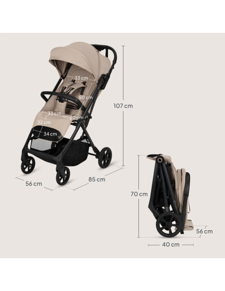 BN-LO-TANSI_BEIGE_SAND,Carucior sport, Lionelo, Tansi, Pliere automata, Ultracompact, Manevrare cu o mana, Roti cu tehnologie Gr