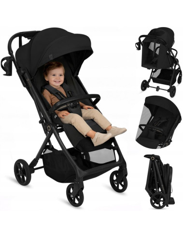 BN-LO-TANSI_BLACK_ONYX,Carucior sport, Lionelo, Tansi, Pliere automata, Ultracompact, Manevrare cu o mana, Roti cu tehnologie Gr