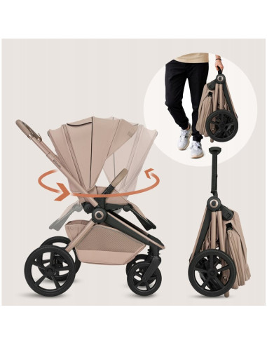 BN-LO-FREYA_2IN1_BEIGE_SAND,Carucior 2 in 1, Lionelo, Freya, Landou si salteluta ventilate, Pliabil, Reglare spatar-3 pozitii, S