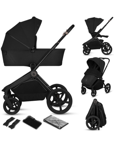 BN-LO-FREYA_2IN1_BLACK_ONYX,Carucior 2 in 1, Lionelo, Freya, Landou si salteluta ventilate, Pliabil, Reglare spatar-3 pozitii, S