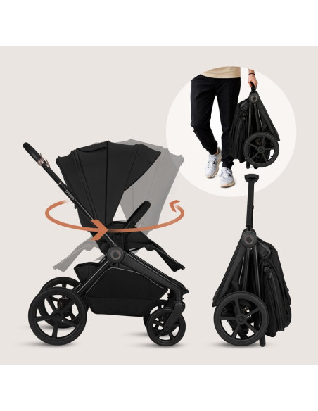 BN-LO-FREYA_2IN1_BLACK_ONYX,Carucior 2 in 1, Lionelo, Freya, Landou si salteluta ventilate, Pliabil, Reglare spatar-3 pozitii, S