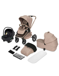 BN-LO-FREYA_3IN1_BEIGE_SAND,Carucior 3 in 1, Lionelo, Freya, Cu scoica ADAC, Landou si salteluta ventilate, Pliabil, Reglare spa