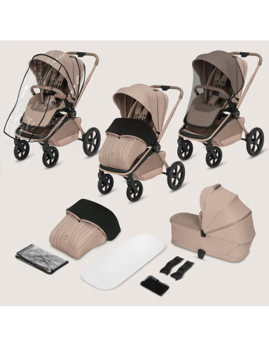 BN-LO-FREYA_3IN1_BEIGE_SAND,Carucior 3 in 1, Lionelo, Freya, Cu scoica ADAC, Landou si salteluta ventilate, Pliabil, Reglare spa