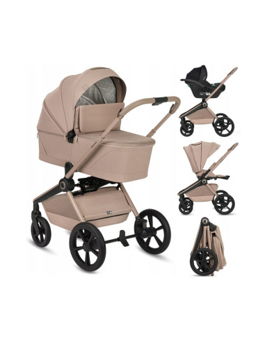 BN-LO-FREYA_3IN1_BEIGE_SAND,Carucior 3 in 1, Lionelo, Freya, Cu scoica ADAC, Landou si salteluta ventilate, Pliabil, Reglare spa