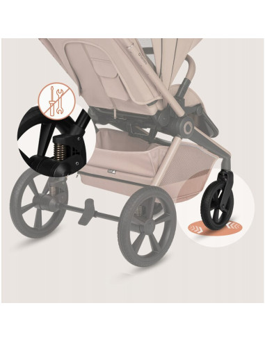 BN-LO-FREYA_3IN1_BEIGE_SAND,Carucior 3 in 1, Lionelo, Freya, Cu scoica ADAC, Landou si salteluta ventilate, Pliabil, Reglare spa