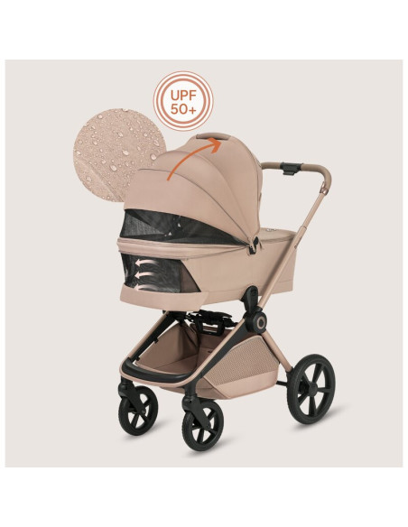 BN-LO-FREYA_3IN1_BEIGE_SAND,Carucior 3 in 1, Lionelo, Freya, Cu scoica ADAC, Landou si salteluta ventilate, Pliabil, Reglare spa