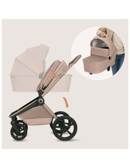 BN-LO-FREYA_3IN1_BEIGE_SAND,Carucior 3 in 1, Lionelo, Freya, Cu scoica ADAC, Landou si salteluta ventilate, Pliabil, Reglare spa