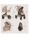 BN-LO-FREYA_3IN1_BEIGE_SAND,Carucior 3 in 1, Lionelo, Freya, Cu scoica ADAC, Landou si salteluta ventilate, Pliabil, Reglare spa