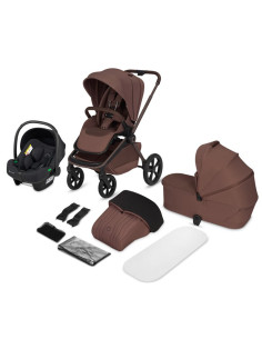 BN-LO-FREYA_3IN1_BROWN_CHOCOLATE,Carucior 3 in 1, Lionelo, Freya, Cu scoica ADAC, Landou si salteluta ventilate, Pliabil, Reglar