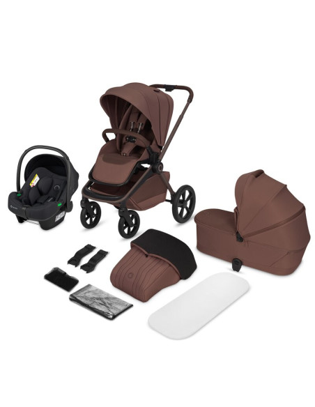 BN-LO-FREYA_3IN1_BROWN_CHOCOLATE,Carucior 3 in 1, Lionelo, Freya, Cu scoica ADAC, Landou si salteluta ventilate, Pliabil, Reglar