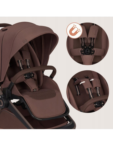 BN-LO-FREYA_3IN1_BROWN_CHOCOLATE,Carucior 3 in 1, Lionelo, Freya, Cu scoica ADAC, Landou si salteluta ventilate, Pliabil, Reglar