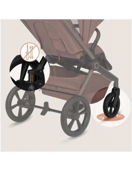 BN-LO-FREYA_3IN1_BROWN_CHOCOLATE,Carucior 3 in 1, Lionelo, Freya, Cu scoica ADAC, Landou si salteluta ventilate, Pliabil, Reglar