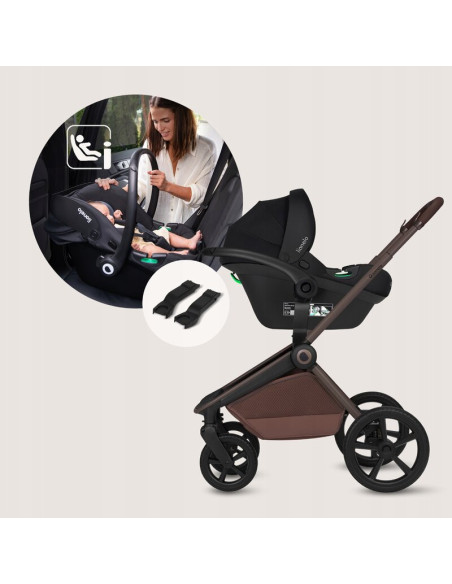 BN-LO-FREYA_3IN1_BROWN_CHOCOLATE,Carucior 3 in 1, Lionelo, Freya, Cu scoica ADAC, Landou si salteluta ventilate, Pliabil, Reglar