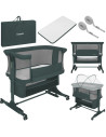 BN-LO-JODIE_GREEN_GRAPHITE,Patut co-sleeper, Lionelo, Jodie, Multifunctional, Reglabil in 6 pozitii pe inaltime, Saltea cu densi