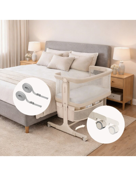 BN-LO-JODIE_GREEN_GRAPHITE,Patut co-sleeper, Lionelo, Jodie, Multifunctional, Reglabil in 6 pozitii pe inaltime, Saltea cu densi