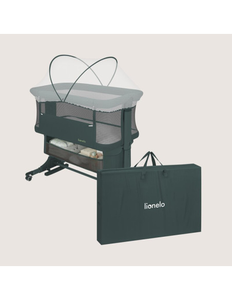 BN-LO-JODIE_GREEN_GRAPHITE,Patut co-sleeper, Lionelo, Jodie, Multifunctional, Reglabil in 6 pozitii pe inaltime, Saltea cu densi