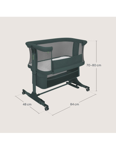 BN-LO-JODIE_GREEN_GRAPHITE,Patut co-sleeper, Lionelo, Jodie, Multifunctional, Reglabil in 6 pozitii pe inaltime, Saltea cu densi