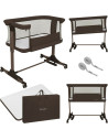 BN-LO-PARI_BROWN_CHOCOLATE,Patut co-sleeper, Lionelo, Pari, Multifunctional, Cu leganare, Reglabil in 6 pozitii pe inaltime, Sal