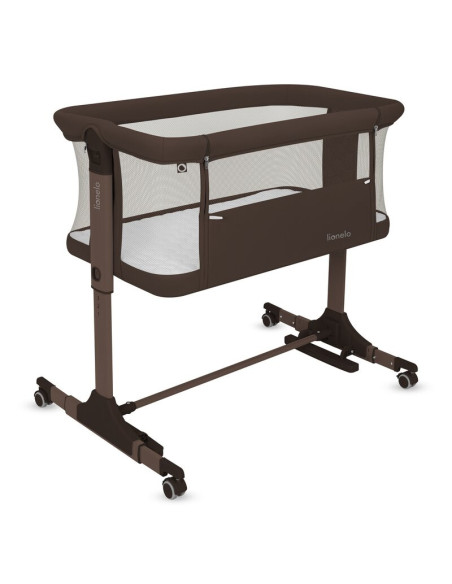 BN-LO-PARI_BROWN_CHOCOLATE,Patut co-sleeper, Lionelo, Pari, Multifunctional, Cu leganare, Reglabil in 6 pozitii pe inaltime, Sal