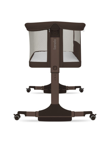 BN-LO-PARI_BROWN_CHOCOLATE,Patut co-sleeper, Lionelo, Pari, Multifunctional, Cu leganare, Reglabil in 6 pozitii pe inaltime, Sal
