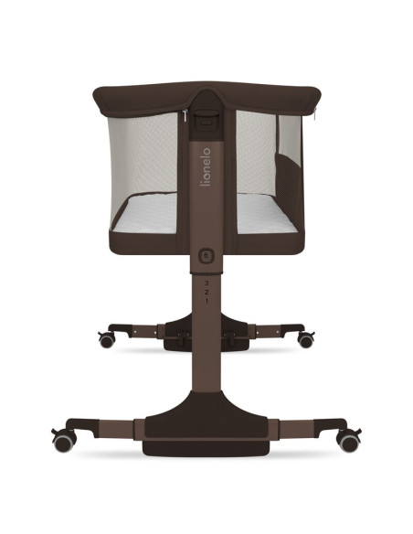 BN-LO-PARI_BROWN_CHOCOLATE,Patut co-sleeper, Lionelo, Pari, Multifunctional, Cu leganare, Reglabil in 6 pozitii pe inaltime, Sal