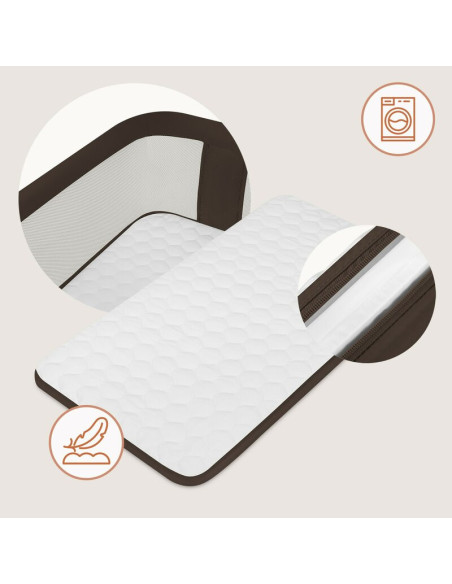 BN-LO-PARI_BROWN_CHOCOLATE,Patut co-sleeper, Lionelo, Pari, Multifunctional, Cu leganare, Reglabil in 6 pozitii pe inaltime, Sal