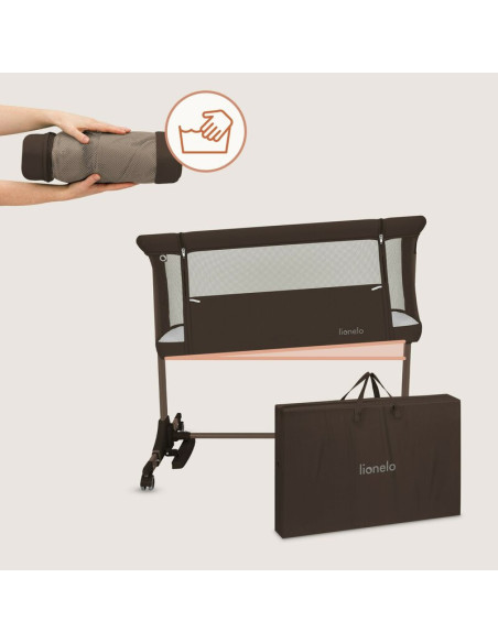 BN-LO-PARI_BROWN_CHOCOLATE,Patut co-sleeper, Lionelo, Pari, Multifunctional, Cu leganare, Reglabil in 6 pozitii pe inaltime, Sal