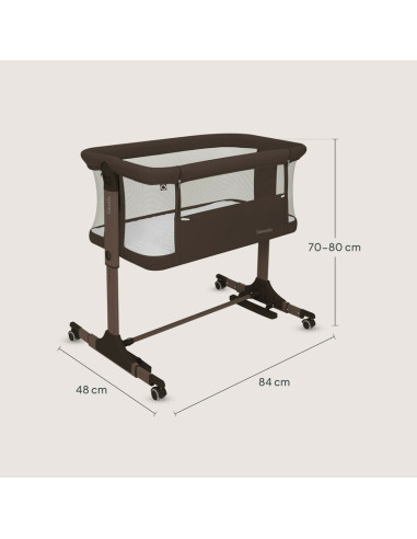 BN-LO-PARI_BROWN_CHOCOLATE,Patut co-sleeper, Lionelo, Pari, Multifunctional, Cu leganare, Reglabil in 6 pozitii pe inaltime, Sal
