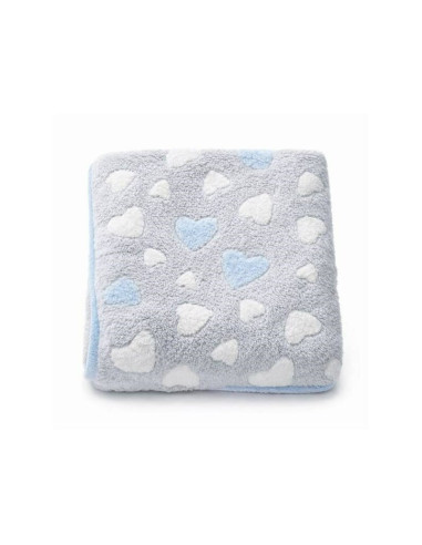 BN-59506,Paturica bebe, New Baby, 80x90 cm, Pufoasa, Blue Heart