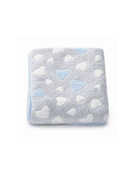 BN-59506,Paturica bebe, New Baby, 80x90 cm, Pufoasa, Blue Heart