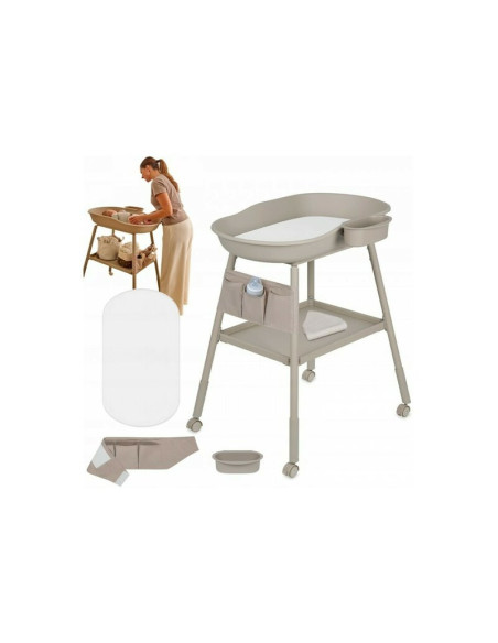 BN-LO-ROSIE_BEIGE_SAND,Masuta de infasat, Lionelo, Rosie, Cu saltea de infasat inclusa si roti, Spatiu pentru depozitare, Reglab