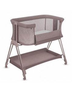 BN-LO-LUNA_BEIGE_TAUPE,Patut co-sleeper, Lionelo, Luna, 2 in 1, Cu laterala culisanta, Cu setare unghiulara, Cu roti, Reglabil i