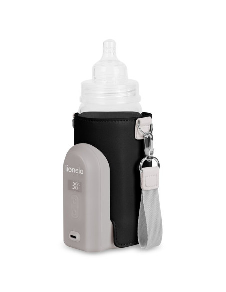 BN-LOC-THERMUP_GO_EVO_BLACK,Incalzitor biberoane, Lionelo, ThermUp Go Evo, Portabil, Cu 5 niveluri de incalzire, Cu buton Safety