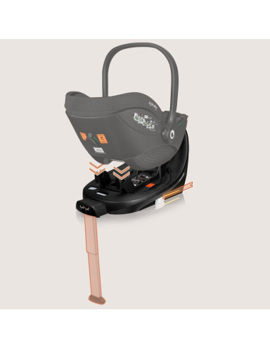 BN-LO-MOXIE_PLUS_I-SIZE_BASE_BLACK,Baza scaun auto i-Size, Lionelo, Moxie Next, Rotativa 360, Cu isofix si picior stabilizator, 