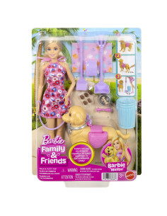 MTJJB46,Barbie Family And Friends Set Papusa Barbie Malibu Plimbare Cu Catelul